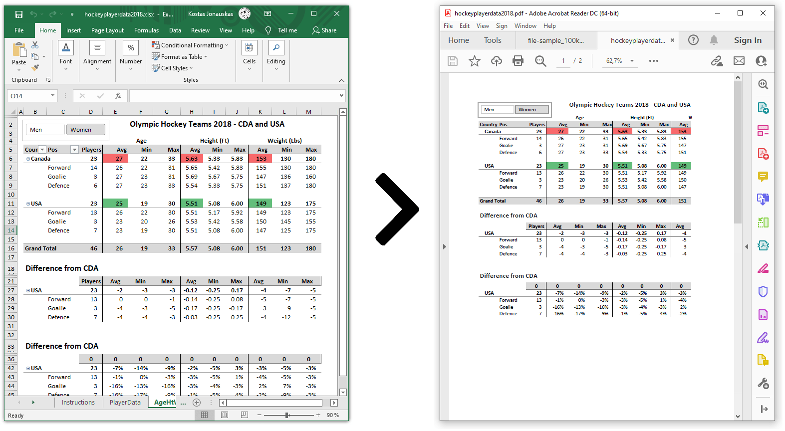 XLSX to PDF