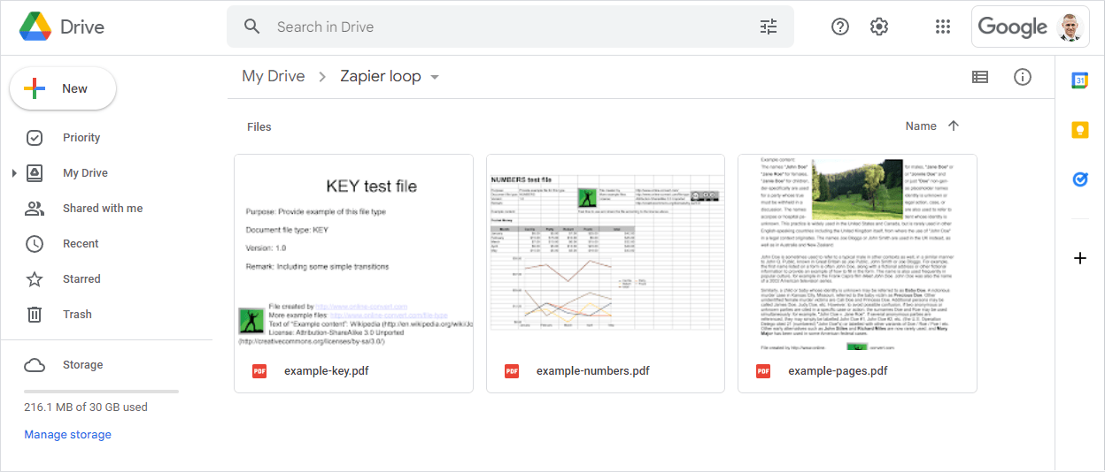 Results stored on Google Drive