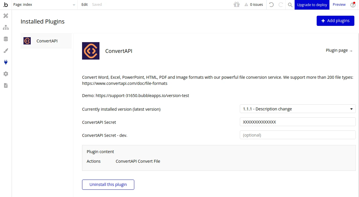 ConvertAPI Bubble.io integration