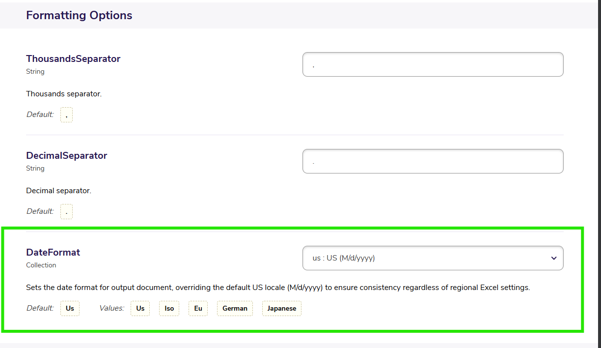 XLSX to PDF DateFormat option
