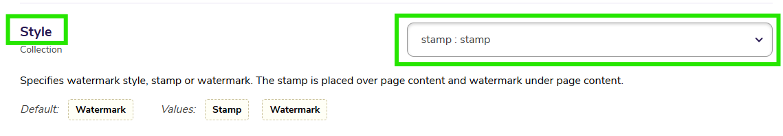 Choosing the Stamp watermark style