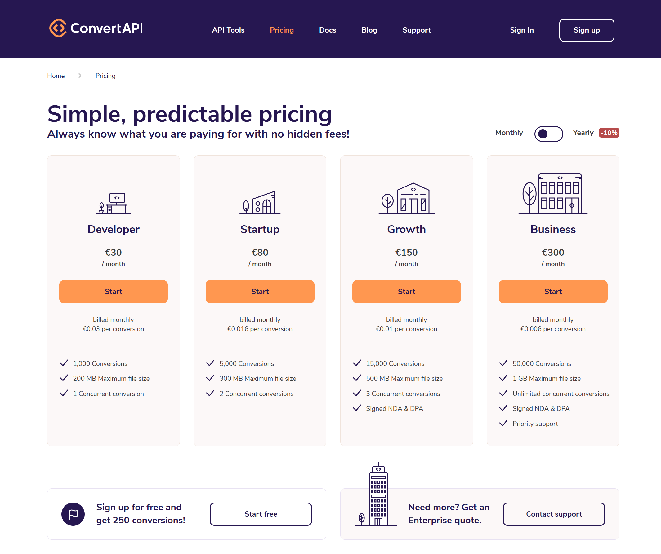 Revamped pricing page design
